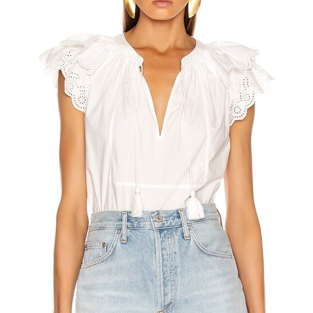 NWT Ulla Johnson Elm Flutter Sleeve Cotton Top